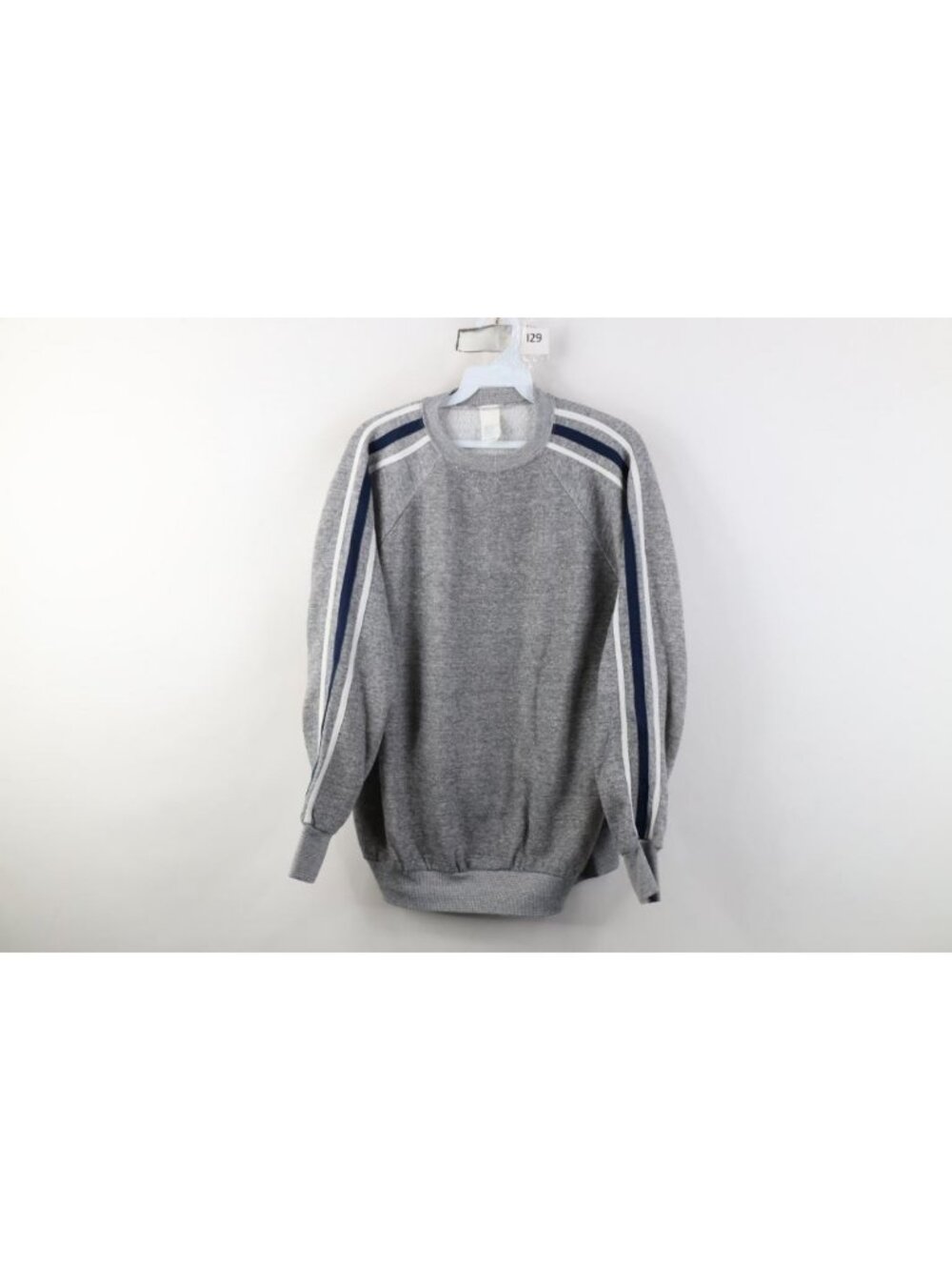 Vtg 60s 70s Streetwear Mens XL Blank Striped Rayon Gabardine Blend Sweatshirt US